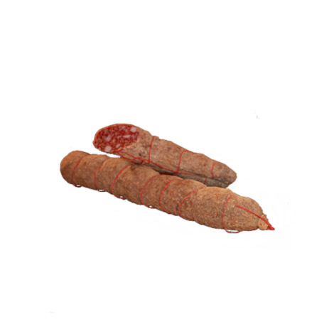 Larded salami with the hog bungs