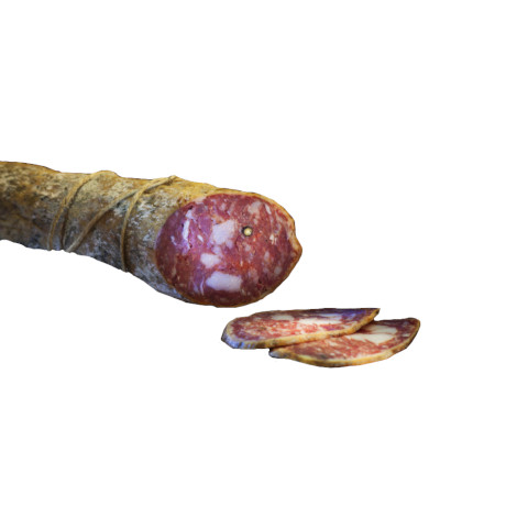 Coarsely-grained black pig salami