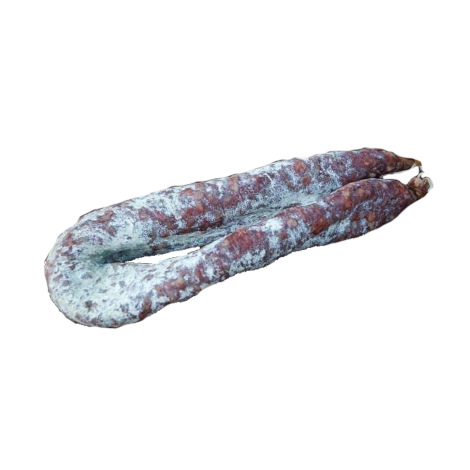 Pressed and flattened aged salami